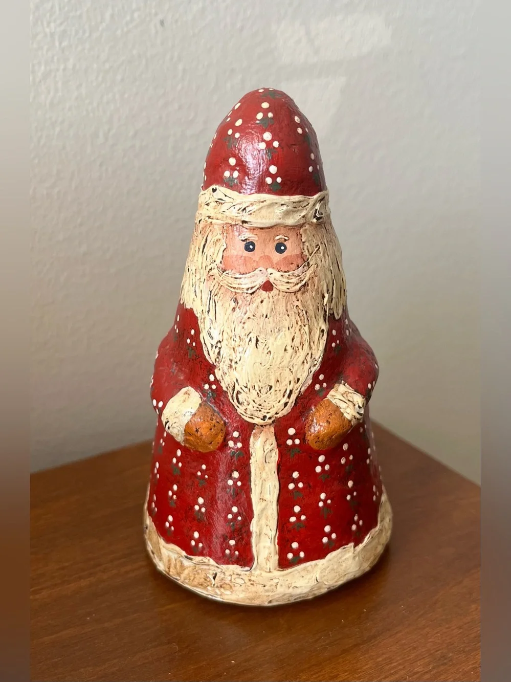 Red Santa Figurine Holiday Décor - Hand-Painted Festive Accent